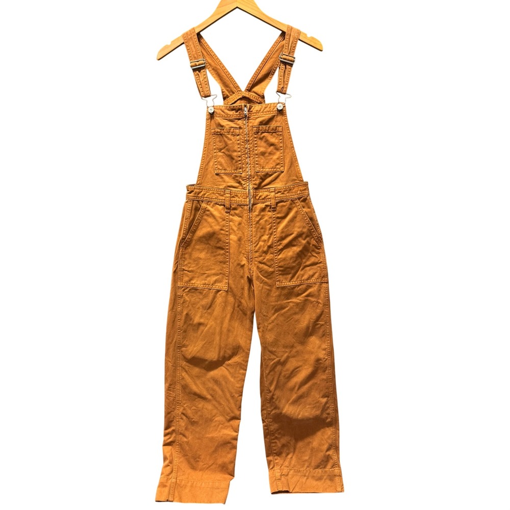 Abercrombie & Fitch Bib Overalls Womens XS Zip Front Wide Leg Brown‎ Boho